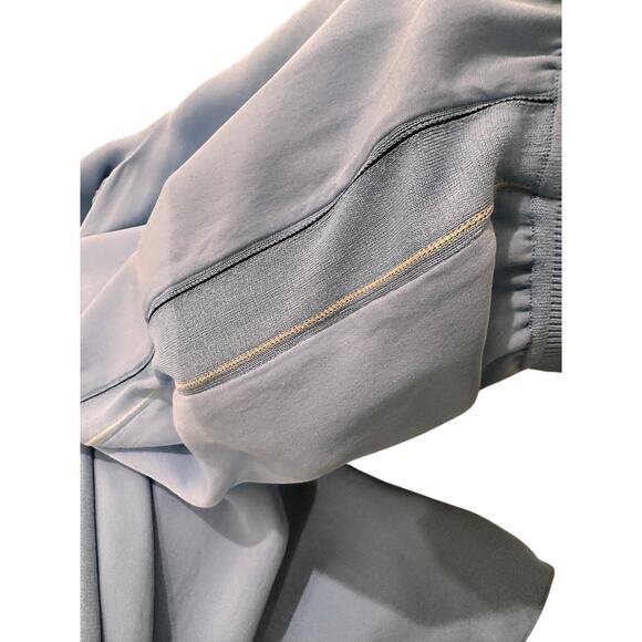 Theory 100% Silk Split Hem Wide Leg Side Striped Trousers, Light Blue, Size M - Picture 3 of 9